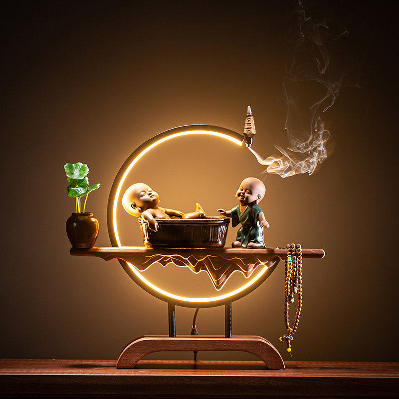 倒流香炉创意新中式家用办公室客厅酒柜香薰炉灯圈檀香家居摆件,餐饮具,茶宠摆件,淘宝优惠券,粉丝福利购,淘宝优惠卷