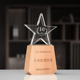 创意实木头新款 五角星奖杯定制奖牌定做水晶木质刻字荣誉员工颁奖