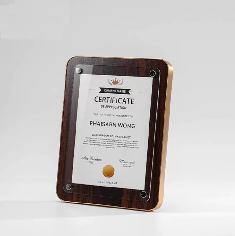 定制金箔奖牌授权牌荣誉牌金属牌匾定做挂牌制作木托铜牌实木木质