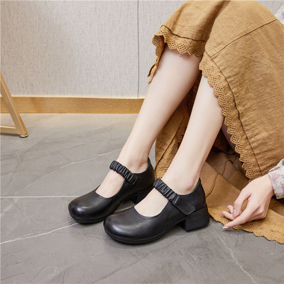 木森鸟单鞋复古浅口防滑工作鞋