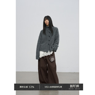 秋冬羊毛复古圈圈纱立领休闲宽松慵懒感保暖毛针织衫 Veega Chic