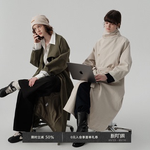 5折 立领翻领棉锦梭织单排扣中长款 Veega 全包式 风衣外套 Chic