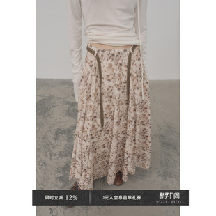 不规则裙摆半身裙 腰部撞材质吊珠游牧风腰绳豹纹长款 Veega Chic