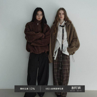 Veega 圈圈毛环保皮草拼接灯芯绒下摆抽绳立领廓形外套 Chic