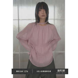 飘带 100%莱赛尔牛筋抽褶 宽松版 长袖 Veega 小衫 Chic