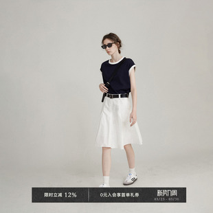 口拼色针织口袋连袖 春夏简约两色领口袖 Chic Veega