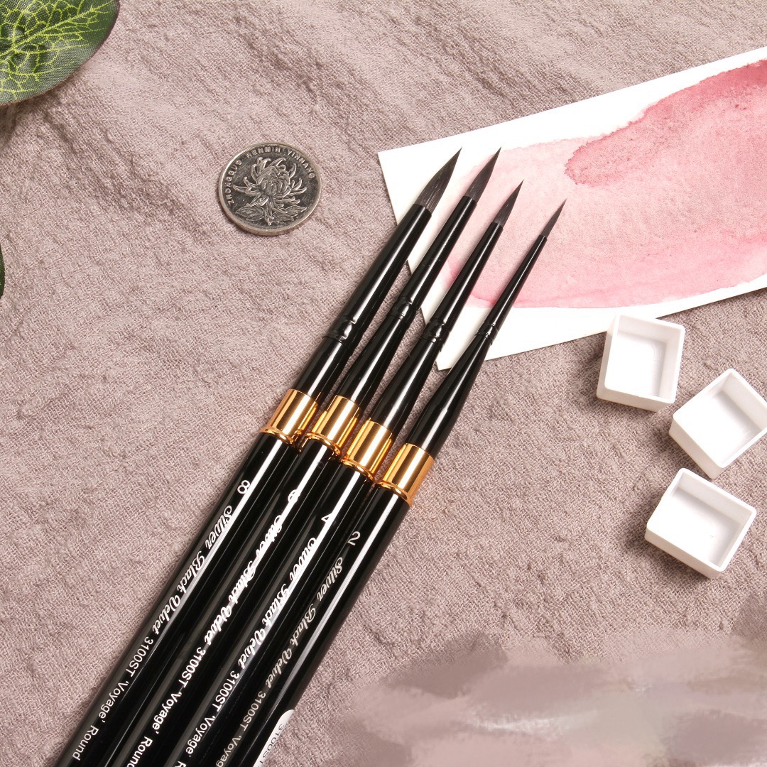 黑天鹅绒 松鼠毛旅行水彩笔 袖珍版3100ST 黑天鹅绘画笔 勾线便携