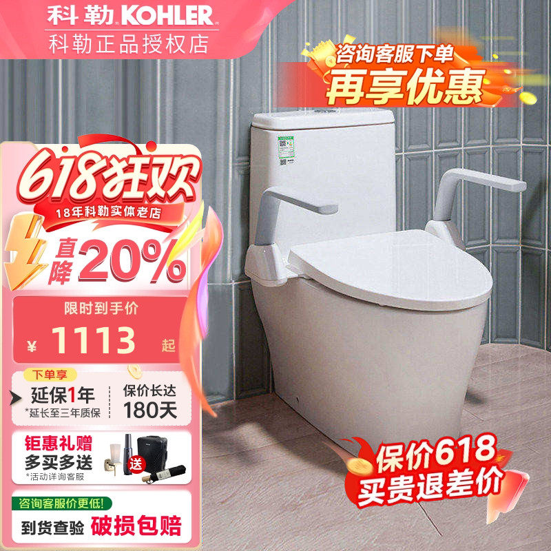 科勒马桶起坐扶手座便器配件老人防滑安全栏杆无障碍助力架22091T