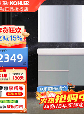 科勒90cm浅蓝亚光浴室柜现代简约落地式洗手洗脸盆柜洗漱台23786T