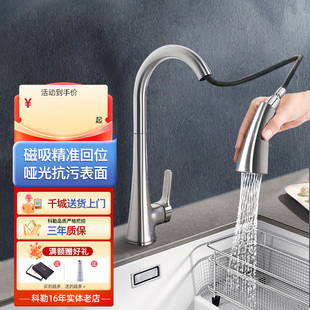 厨房水龙头家用伸缩洗菜池盆冷热全铜可旋转碗池22867 科勒抽拉式