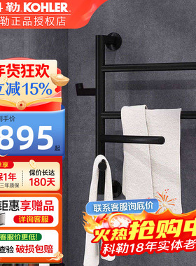 科勒智能电热毛巾架浴室架子烘干消毒毛巾浴巾架带挂钩K-29349T