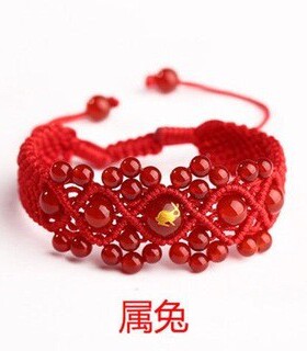 手工本命生肖红绳玛瑙水晶女手链