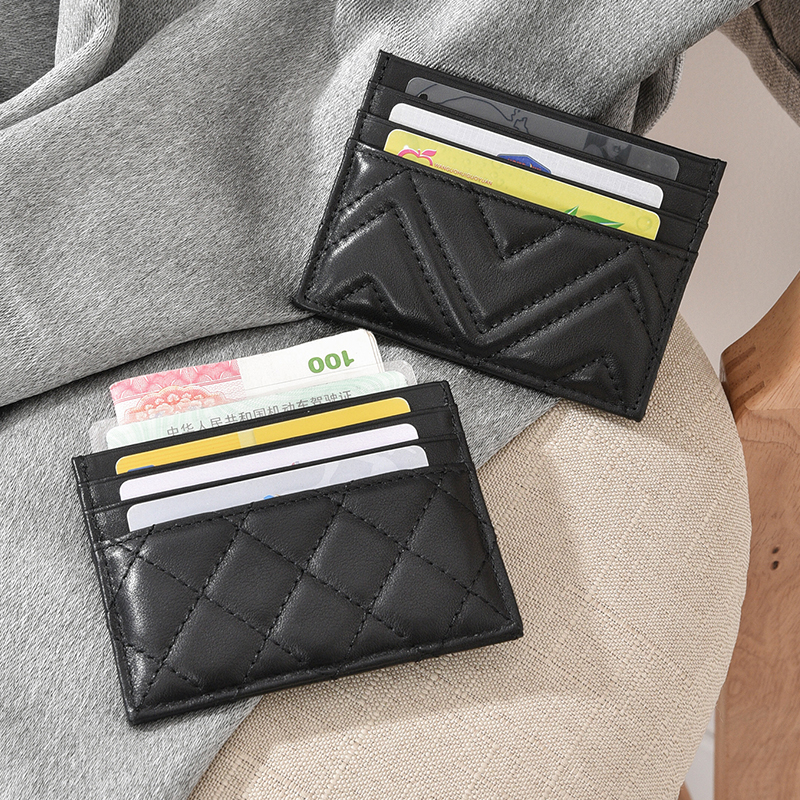 真皮质感小香风高端超薄卡包卡夹卡欧美ins卡套便携驾驶证小钱包