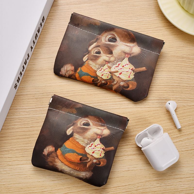 可爱松鼠便携收纳包口红包化妆包小迷你零钱有线耳机数据线收纳袋