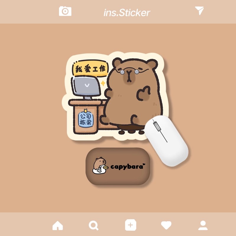 鼠标垫简约可爱办公游戏胶异形鼠标垫橡胶加厚防滑卡通创意水豚