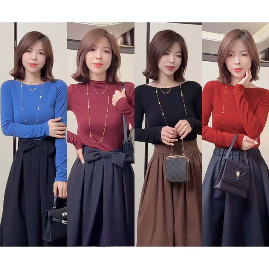 【暖日笔记】天丝+羊毛小个子定制气质一字领打底衫 250928