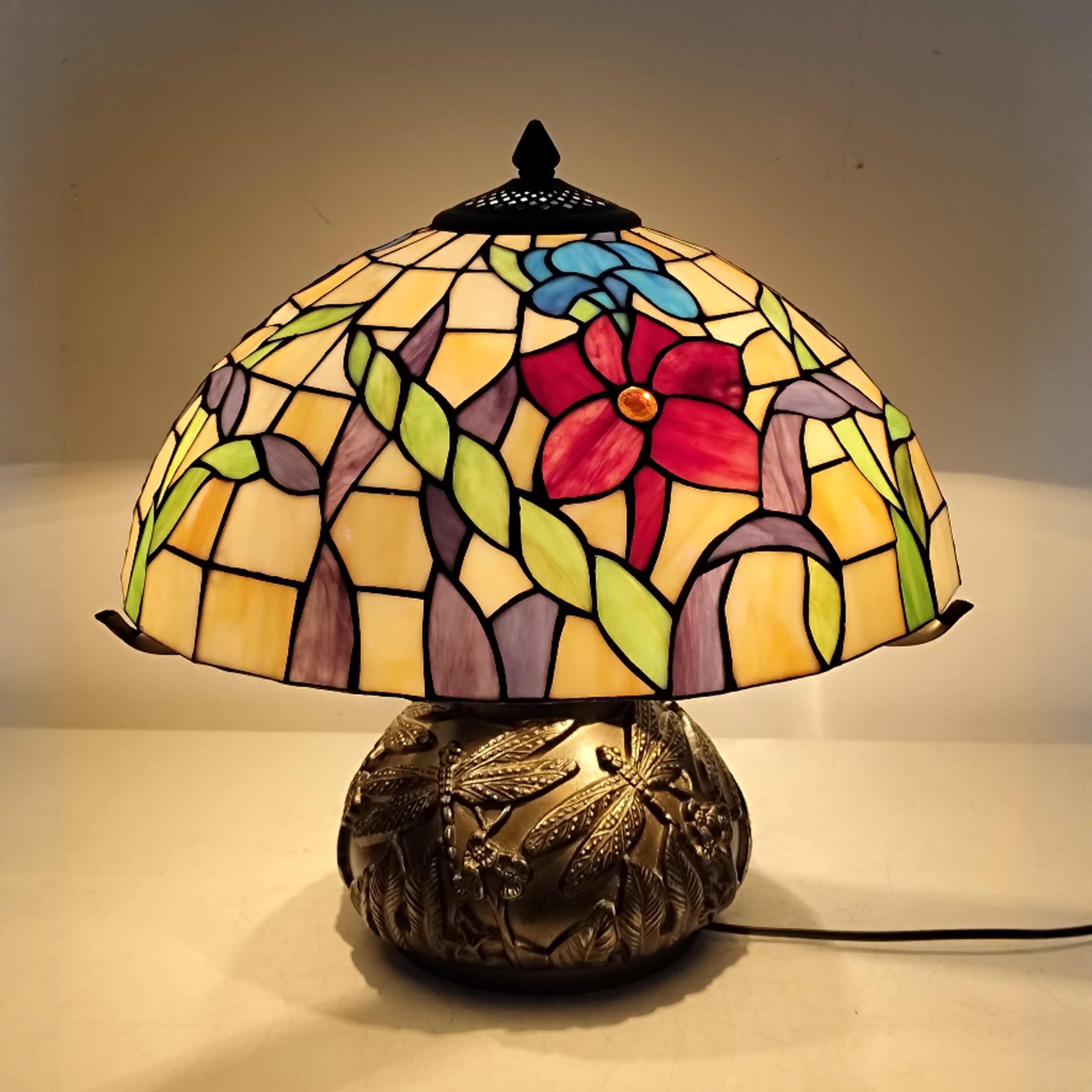 欧美复古客厅卧室书房咖啡厅酒吧装饰彩色玻璃田园地中海老台灯