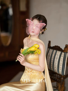 出租满庭芳【金禧】新中式婚服订婚礼服裙新娘气质晨袍结婚敬酒服