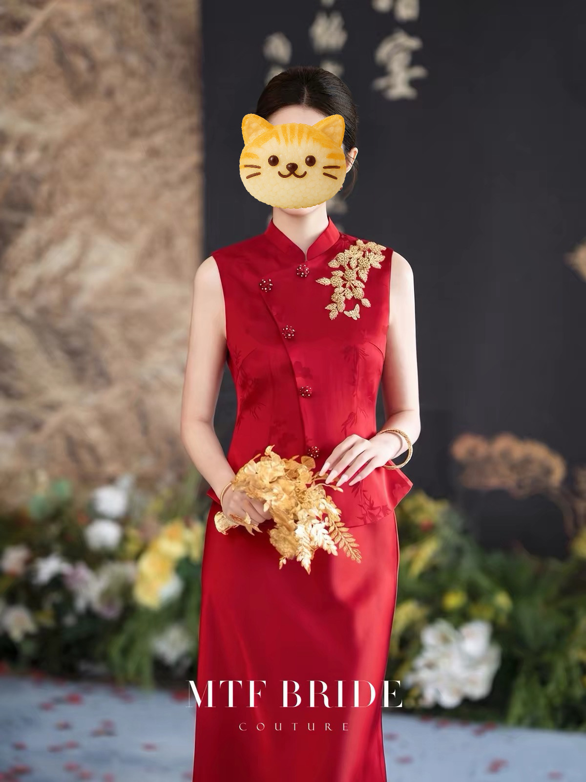 出租满庭芳【金枝玉叶】新中式旗袍套装新娘敬酒服女订婚礼服红色