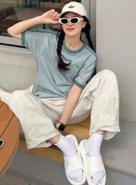 三折专区丨大牌撤柜甄选丨Jennie同款休闲运动短袖女纯棉圆领T恤
