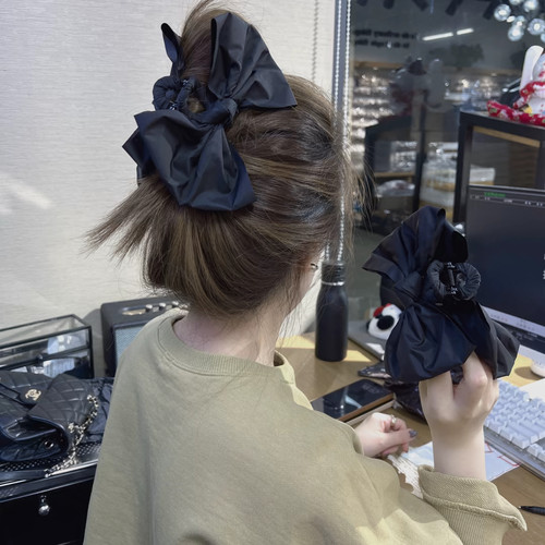 韩版显发量超百搭黑色蝴蝶结抓夹大号后脑勺盘发夹韩国鲨鱼夹头饰