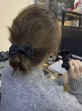 基础百搭~高级黑色蝴蝶结大肠发圈韩版高弹扎头绳少女丸子头发绳