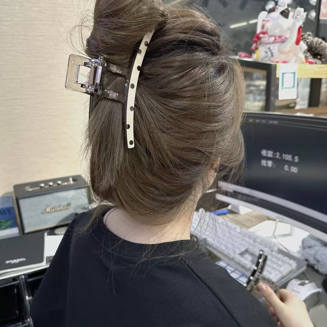 东大门黑白波点醋酸大号抓夹高级感鲨鱼夹后脑勺盘发夹气质发抓,饰品/流行首饰/时尚饰品新,发饰,淘宝优惠券,粉丝福利购,淘宝优惠卷