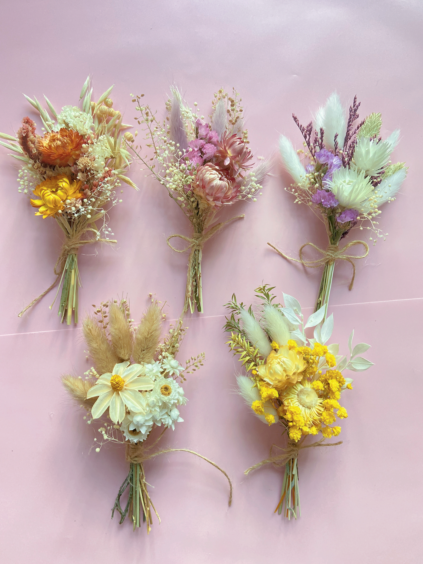 彩色混搭干花束迷你小花伴手礼装饰花礼物真花永生花礼盒配饰摆件