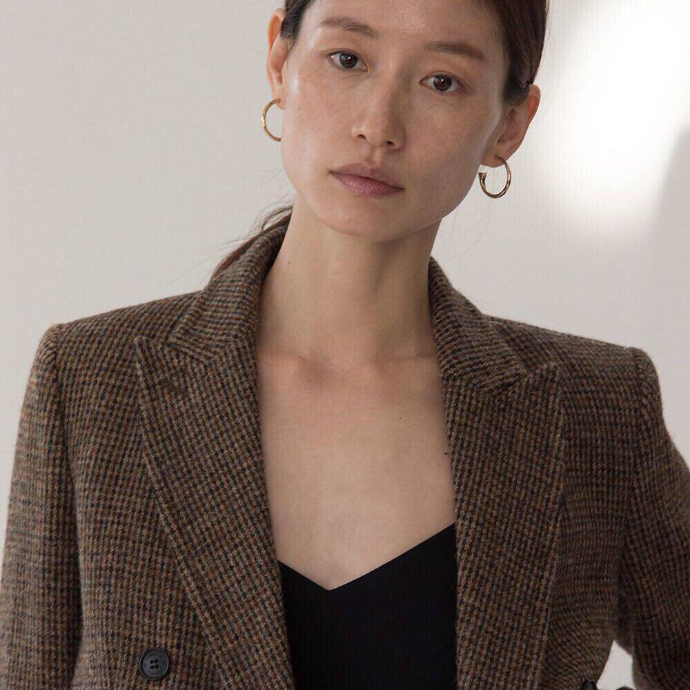 BLANCL哈里斯细格纹棕色纯羊毛HarrisTweed西装经典款必入短外套