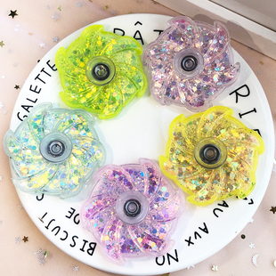 流沙指尖陀螺创意花瓣风车彩粉咕卡盘手指高速旋转陀螺解压玩具