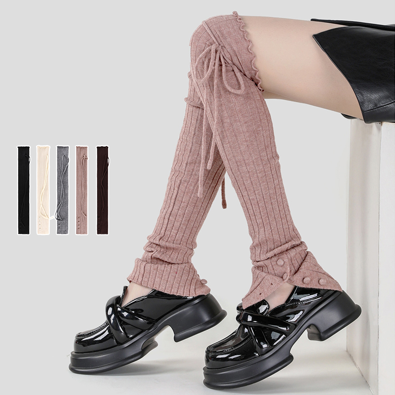 过膝腿套配靴子2025新款冬季保暖袜套堆堆袜子女长筒绑带小腿腿袜
