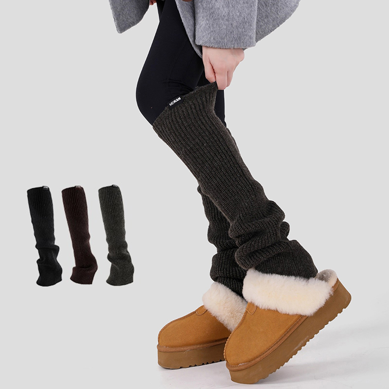 羊毛袜套堆堆袜配勃肯鞋2025新款冬季保暖腿套灰色小腿腿袜配靴子