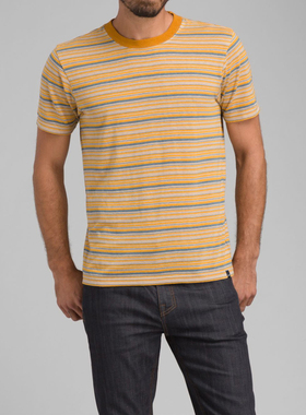 汉麻时代夏男棉麻圆领薄T恤时尚条纹汉麻防晒抑菌天然有机棉舒适