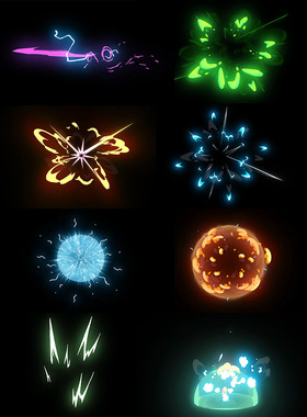 MOV动画 卡通流通火焰烟雾闪电发光综艺包装特效素材MG015