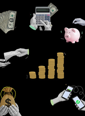 视频素材复古创意撕纸金融交易货币钞票拼贴动画MG203