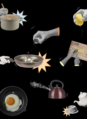 视频素材复古文艺厨房食物料理手势动作撕纸拼贴动画MG198