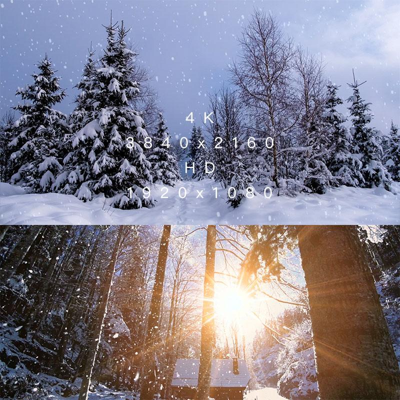 空镜实拍冬天下雪松树森林路灯雪山湖泊风雪4K/HD高清视频SV025