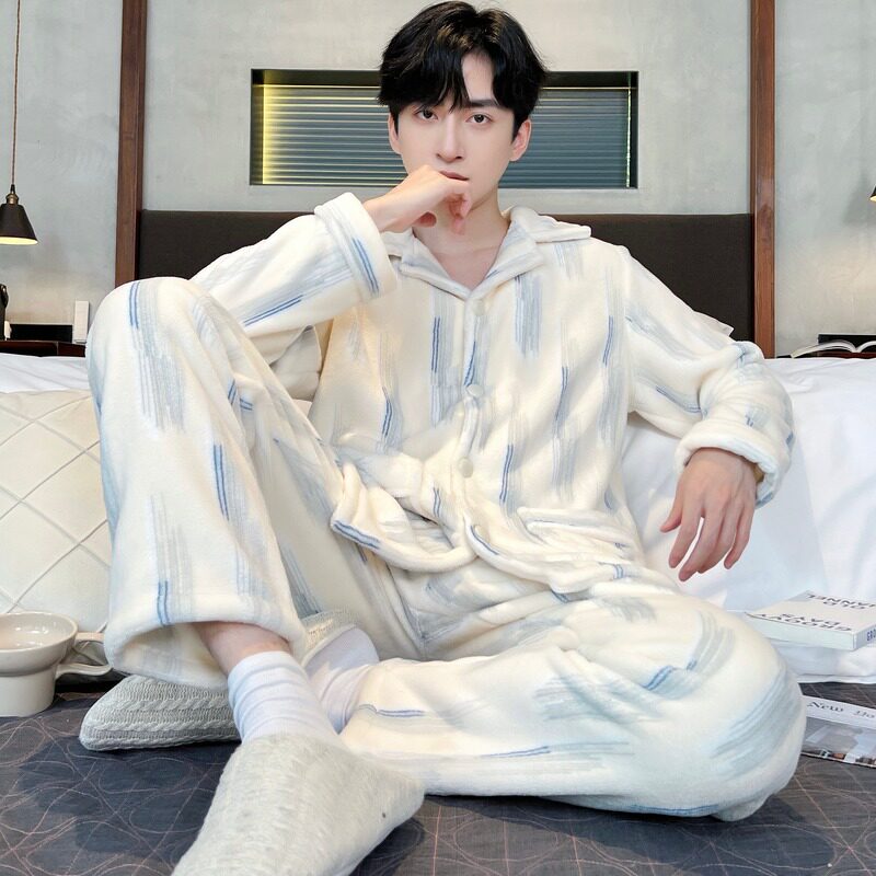 维多利亚高端男士睡衣男款2025新款珊冬季加厚法兰绒家居服套装