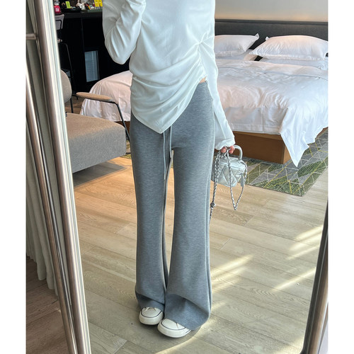花灰微喇叭运动裤女秋季