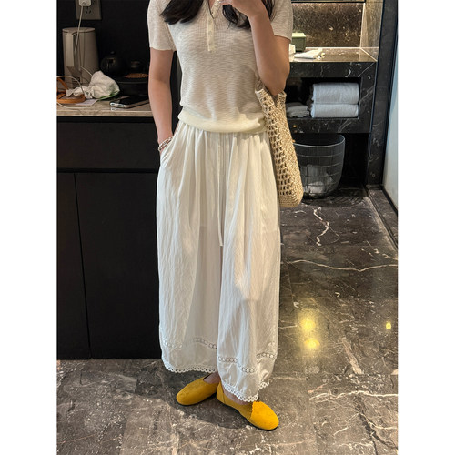 夏季新款白色松弛风休闲裤女