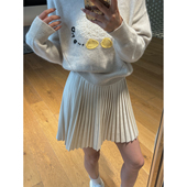 momo大姐姐甜美百褶裙短裙半身裙女冬季 小个子设计感黑色a字裙子