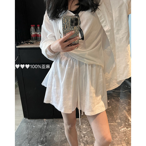 夏季新款修身显瘦休闲亚麻短裤