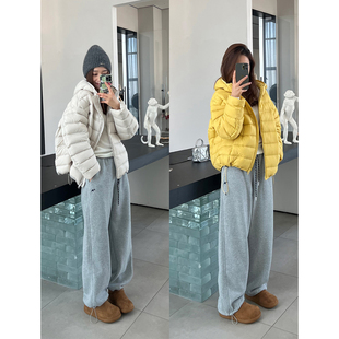 90白鸭绒连帽排骨羽绒服女2025冬新款休闲风宽松显瘦轻薄保暖外套