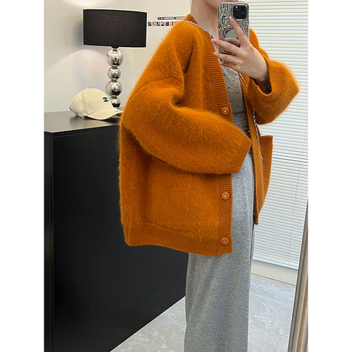 momo大姐姐中长款针织衫开衫女小众设计感毛衣廓形慵懒风上衣外套