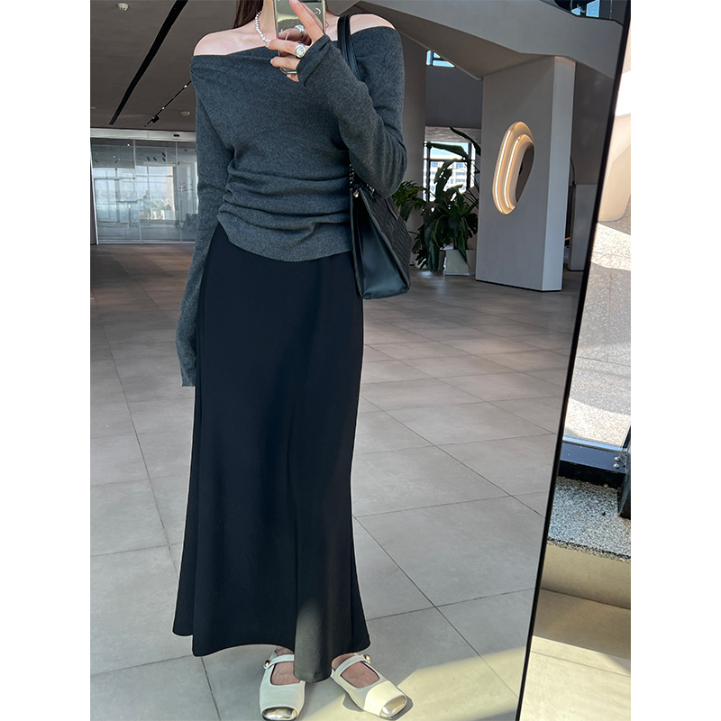 秋季新款黑色鱼尾半身裙女