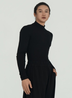 涂一2219M现代舞蹈练功服男式紧身长袖纯色连体穿搭体操服艺考生