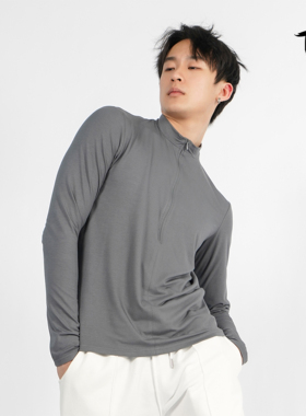 涂一TF2206M现代舞蹈练功服男紧身长袖上衣黑色表演训练瑜伽艺考