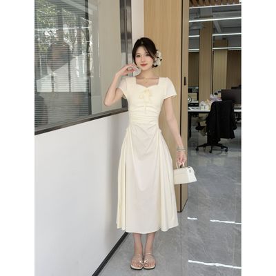 法式小众设计感杏白色连