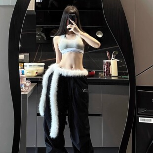 毛毛腰带Y2K亚文化秋冬百搭毛绒腰链皮草辣妹性感腰饰爵士舞造型