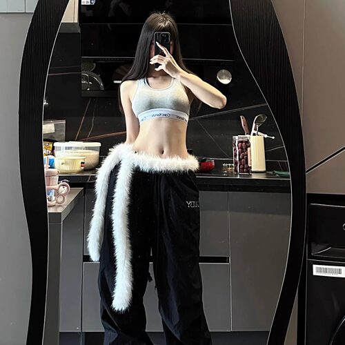 毛毛个性腰带长条毛茸茸配饰